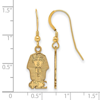 Sterling Silver Gold-plated LogoArt Phi Sigma Sigma Sorority Symbol Small Dangle Wire Earrings