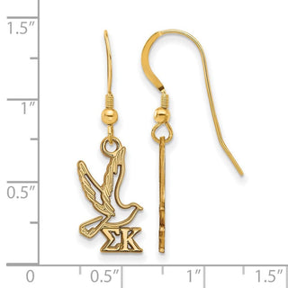 Sterling Silver Gold-plated LogoArt Sigma Kappa Sorority Symbol Small Dangle Wire Earrings