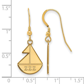 Sterling Silver Gold-plated LogoArt Sigma Sigma Sigma Sorority Symbol Small Dangle Wire Earrings