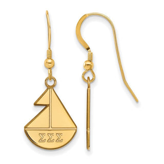 Sterling Silver Gold-plated LogoArt Sigma Sigma Sigma Sorority Symbol Small Dangle Wire Earrings