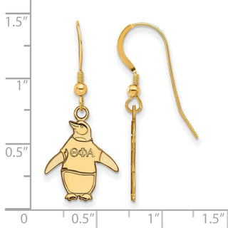 Sterling Silver Gold-plated LogoArt Theta Phi Alpha Sorority Symbol Small Dangle Wire Earrings