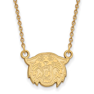 Sterling Silver Gold-plated LogoArt Villanova University Wildcat Small Pendant 18 inch Necklace