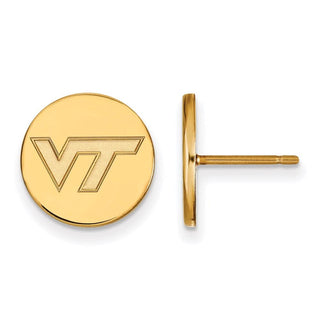 Sterling Silver Gold-plated LogoArt Virginia Tech V-T Small Disc Earrings