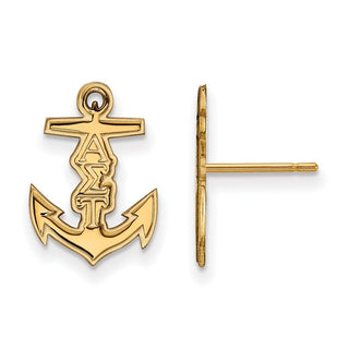 Sterling Silver Gold-plated LogoArt Alpha Sigma Tau Sorority Symbol Extra Small Post Earrings