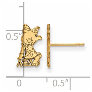 Sterling Silver Gold-plated LogoArt Alpha Xi Delta Sorority Symbol Extra Small Post Earrings
