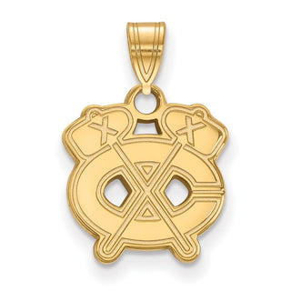 14k Gold NHL LogoArt Chicago Blackhawks Letter C and Tomahawk Small Pendant