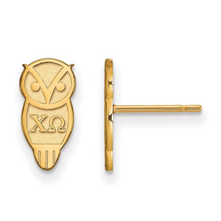 Sterling Silver Gold-plated LogoArt Chi Omega Sorority Symbol Extra Small Post Earrings