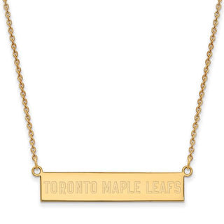 Sterling Silver Gold-plated NHL LogoArt Toronto Maple Leafs Small Bar 18 inch Necklace