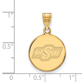 10k Gold LogoArt Oklahoma State University O-S-U Medium Disc Pendant
