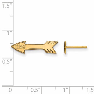 Sterling Silver Gold-plated LogoArt Pi Beta Phi Sorority Symbol Extra Small Post Earrings