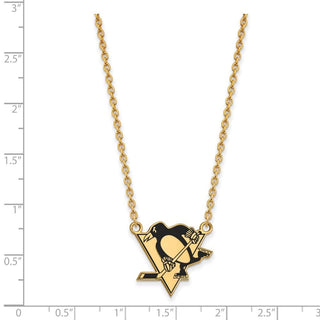 Sterling Silver Gold-plated NHL LogoArt Pittsburgh Penguins Large Enameled Pendant 18 inch Necklace