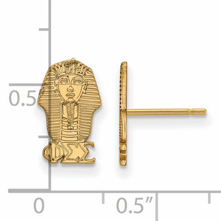 Sterling Silver Gold-plated LogoArt Phi Sigma Sigma Sorority Symbol Extra Small Post Earrings