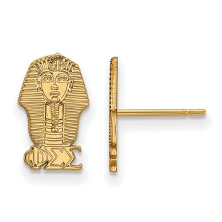 Sterling Silver Gold-plated LogoArt Phi Sigma Sigma Sorority Symbol Extra Small Post Earrings