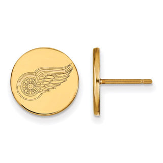 Sterling Silver Gold-plated NHL LogoArt Detroit Red Wings Small Disc Post Earrings