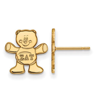 Sterling Silver Gold-plated LogoArt Sigma Delta Tau Sorority Symbol Extra Small Post Earrings
