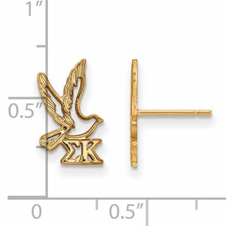 Sterling Silver Gold-plated LogoArt Sigma Kappa Sorority Symbol Extra Small Post Earrings