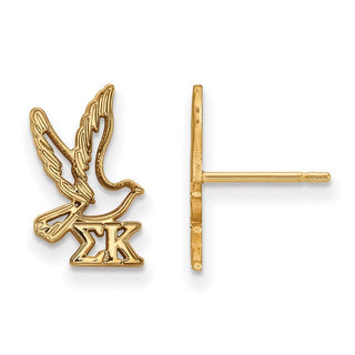 Sterling Silver Gold-plated LogoArt Sigma Kappa Sorority Symbol Extra Small Post Earrings