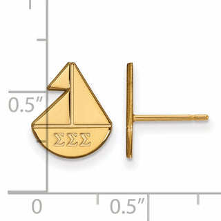Sterling Silver Gold-plated LogoArt Sigma Sigma Sigma Sorority Symbol Extra Small Post Earrings