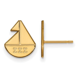 Sterling Silver Gold-plated LogoArt Sigma Sigma Sigma Sorority Symbol Extra Small Post Earrings
