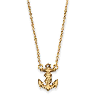 Sterling Silver Gold-plated LogoArt Alpha Sigma Tau Sorority Symbol Extra Small Pendant 18 inch Necklace