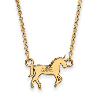 Sterling Silver Gold-plated LogoArt Delta Phi Epsilon Sorority Symbol Extra Small Pendant 18 inch Necklace