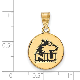 Sterling Silver Gold-plated LogoArt Northern Illinois University N-I-U Huskies Medium Enameled Disc Pendant