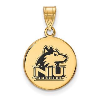Sterling Silver Gold-plated LogoArt Northern Illinois University N-I-U Huskies Medium Enameled Disc Pendant