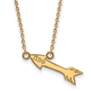 Sterling Silver Gold-plated LogoArt Pi Beta Phi Sorority Symbol Extra Small Pendant 18 inch Necklace