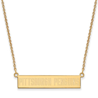 Sterling Silver Gold-plated NHL LogoArt Pittsburgh Penguins Small Bar 18 inch Necklace