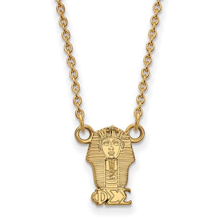 Sterling Silver Gold-plated LogoArt Phi Sigma Sigma Sorority Symbol Extra Small Pendant 18 inch Necklace