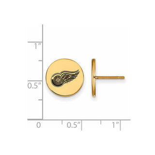 Sterling Silver Gold-plated NHL LogoArt Detroit Red Wings Small Enameled Disc Post Earrings