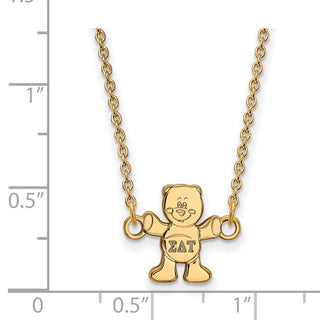 Sterling Silver Gold-plated LogoArt Sigma Delta Tau Sorority Symbol Extra Small Pendant 18 inch Necklace