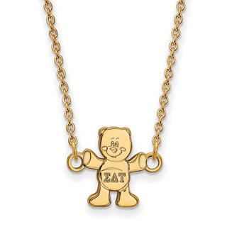 Sterling Silver Gold-plated LogoArt Sigma Delta Tau Sorority Symbol Extra Small Pendant 18 inch Necklace