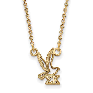 Sterling Silver Gold-plated LogoArt Sigma Kappa Sorority Symbol Extra Small Pendant 18 inch Necklace