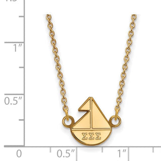 Sterling Silver Gold-plated LogoArt Sigma Sigma Sigma Sorority Symbol Extra Small Pendant 18 inch Necklace