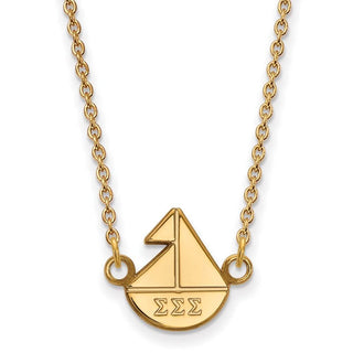 Sterling Silver Gold-plated LogoArt Sigma Sigma Sigma Sorority Symbol Extra Small Pendant 18 inch Necklace