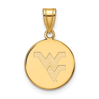 Sterling Silver Gold-plated LogoArt West Virginia University W-V Medium Disc Pendant