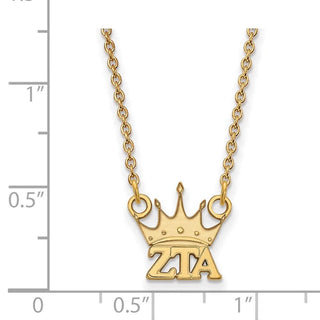 Sterling Silver Gold-plated LogoArt Zeta Tau Alpha Sorority Symbol Extra Small Pendant 18 inch Necklace