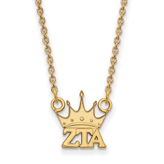 Sterling Silver Gold-plated LogoArt Zeta Tau Alpha Sorority Symbol Extra Small Pendant 18 inch Necklace