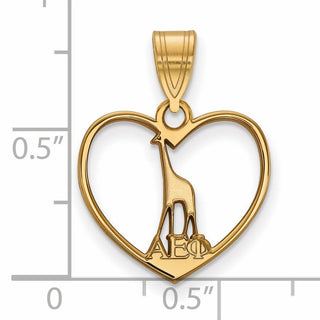 Sterling Silver Gold-plated LogoArt Alpha Epsilon Phi Sorority Symbol Heart Pendant