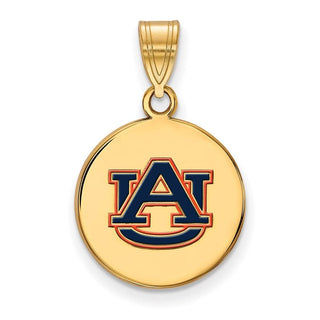 Sterling Silver Gold-plated LogoArt Auburn University Medium Enameled Disc Pendant