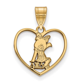 Sterling Silver Gold-plated LogoArt Alpha Xi Delta Sorority Symbol Heart Pendant
