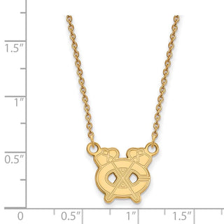 10k Gold NHL LogoArt Chicago Blackhawks Letter C and Tomahawk Small Pendant 18 inch Necklace
