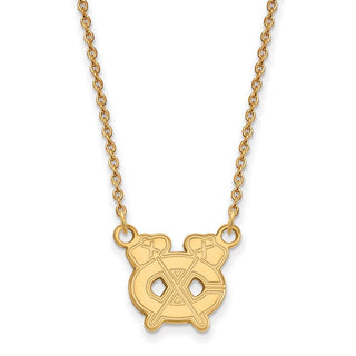 10k Gold NHL LogoArt Chicago Blackhawks Letter C and Tomahawk Small Pendant 18 inch Necklace