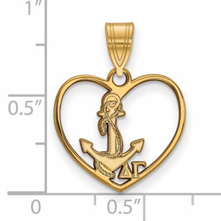 Sterling Silver Gold-plated LogoArt Delta Gamma Sorority Symbol Heart Pendant