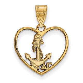 Sterling Silver Gold-plated LogoArt Delta Gamma Sorority Symbol Heart Pendant
