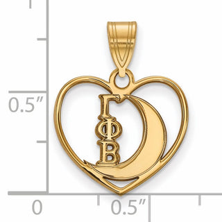 Sterling Silver Gold-plated LogoArt Gamma Phi Beta Sorority Symbol Heart Pendant
