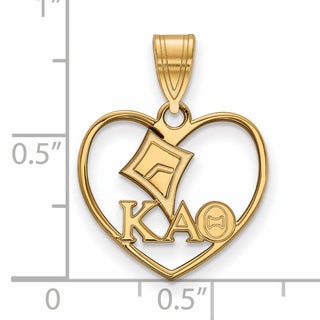 Sterling Silver Gold-plated LogoArt Kappa Alpha Theta Sorority Symbol Heart Pendant