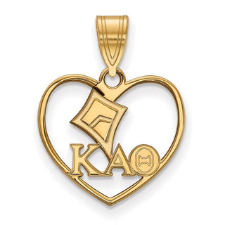 Sterling Silver Gold-plated LogoArt Kappa Alpha Theta Sorority Symbol Heart Pendant