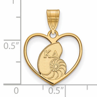 Sterling Silver Gold-plated LogoArt Kappa Delta Sorority Symbol Heart Pendant
